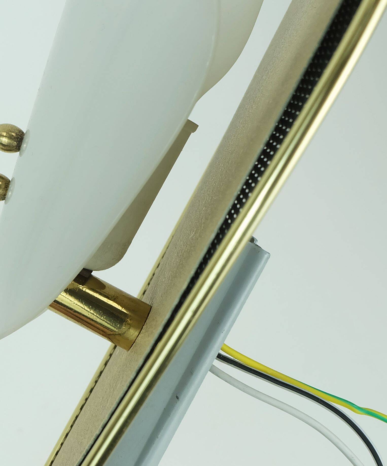 1950s sconce metal mesh and brass with white acrylic shades