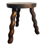 Round wooden tripod stool