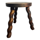 Round wooden tripod stool