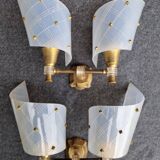 Pair of plastic and brass wall lights from the 60s/70s