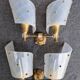 Pair of plastic and brass wall lights from the 60s/70s.