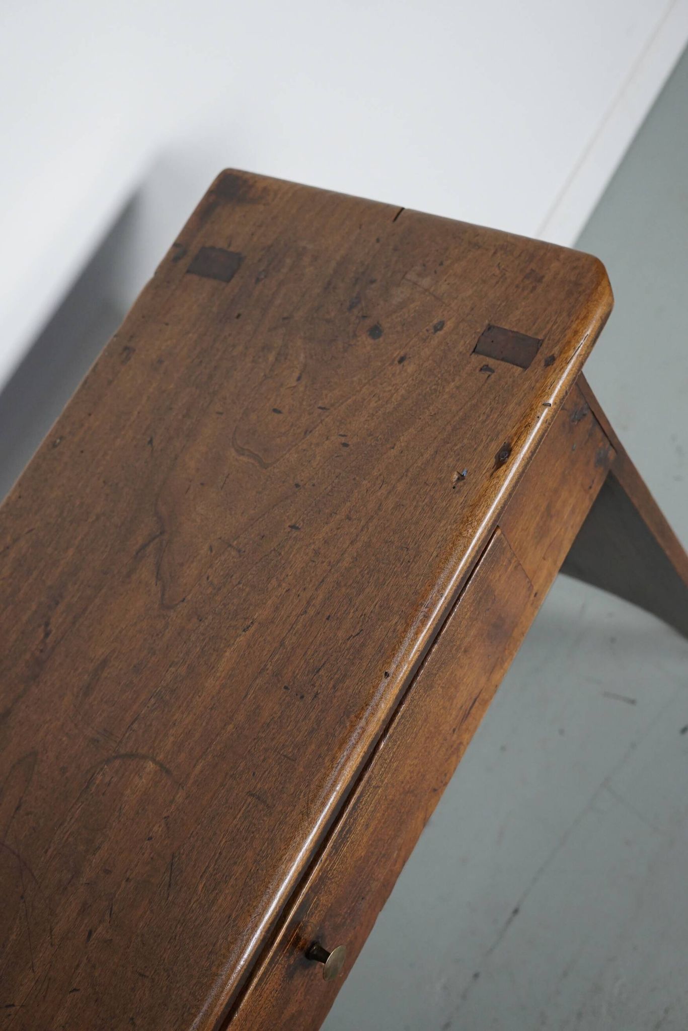 Antique rustic farmhouse fruitwood side table, France, 19th century