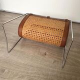 Porte-revues design cuir chrome cannage