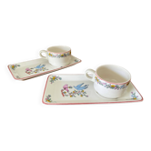 Pair of Gien earthenware breakfast sets