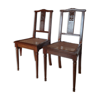 Paire de chaises cannées 1930, style louis XVI