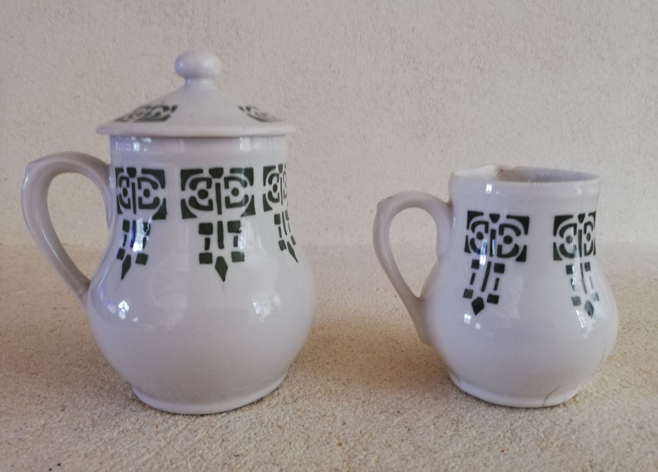 Art Nouveau milk jug and creamer