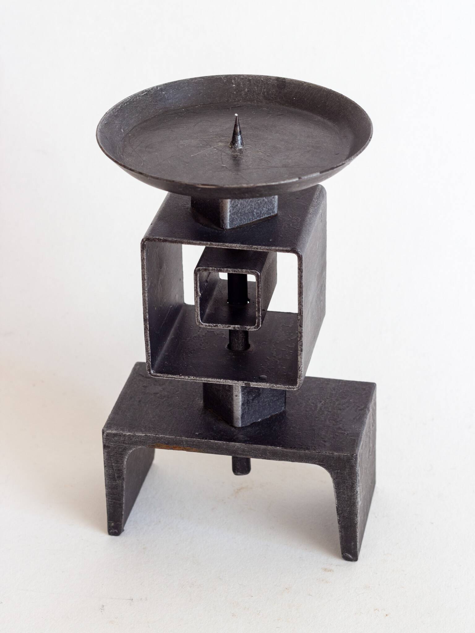Wrought metal totem candle holder, 1960s