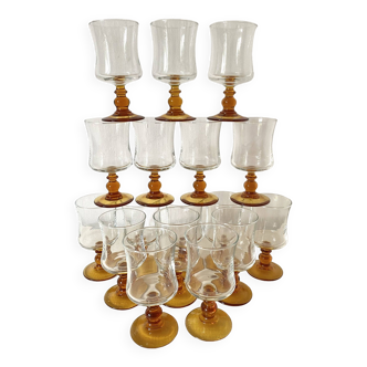 Vintage amber stemmed glasses