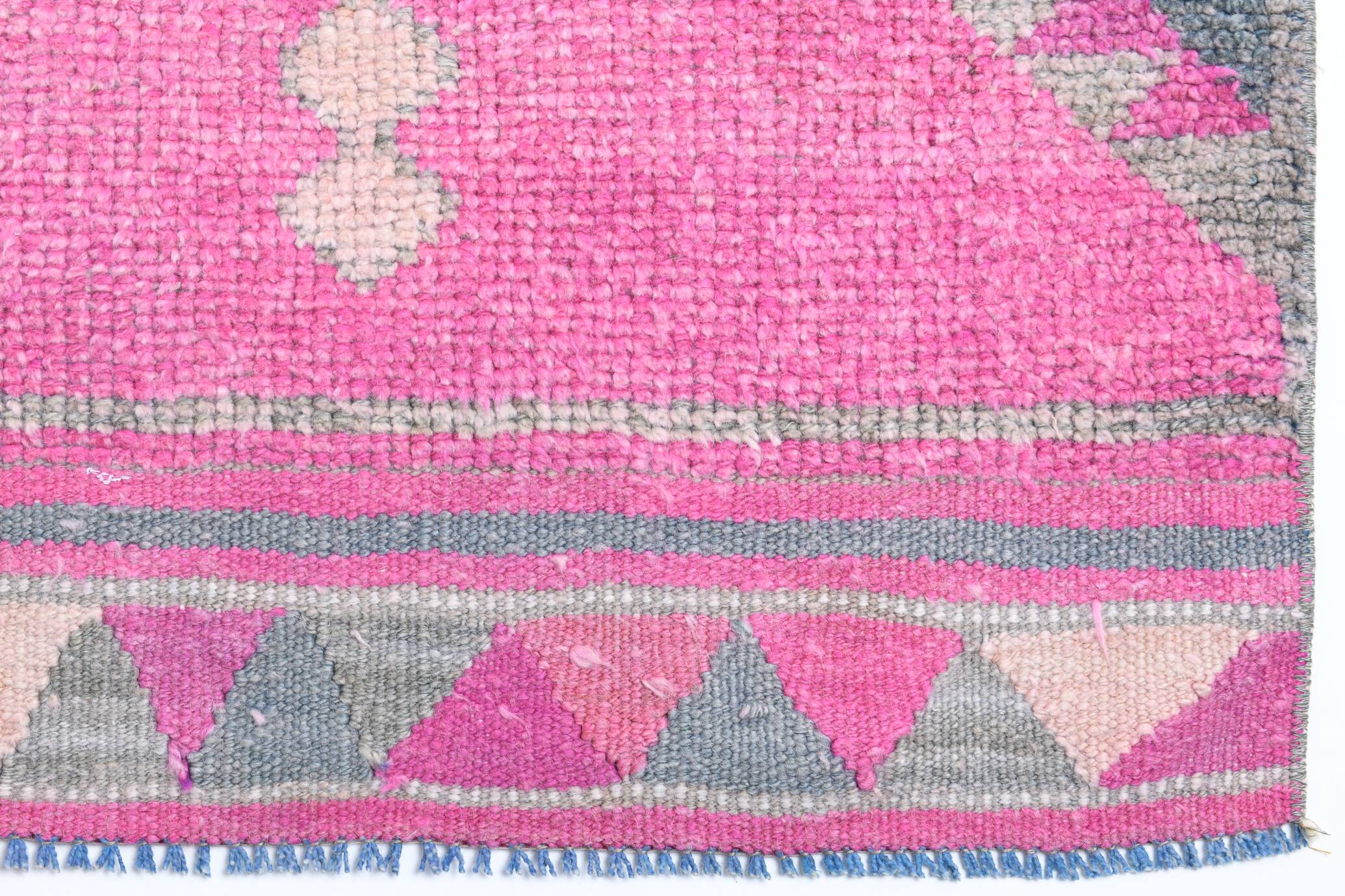 Pink Handmade Runner Rug, 82x336Cm