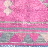 Pink Handmade Runner Rug, 82x336Cm