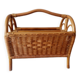 Superb old vintage rattan magazine holder