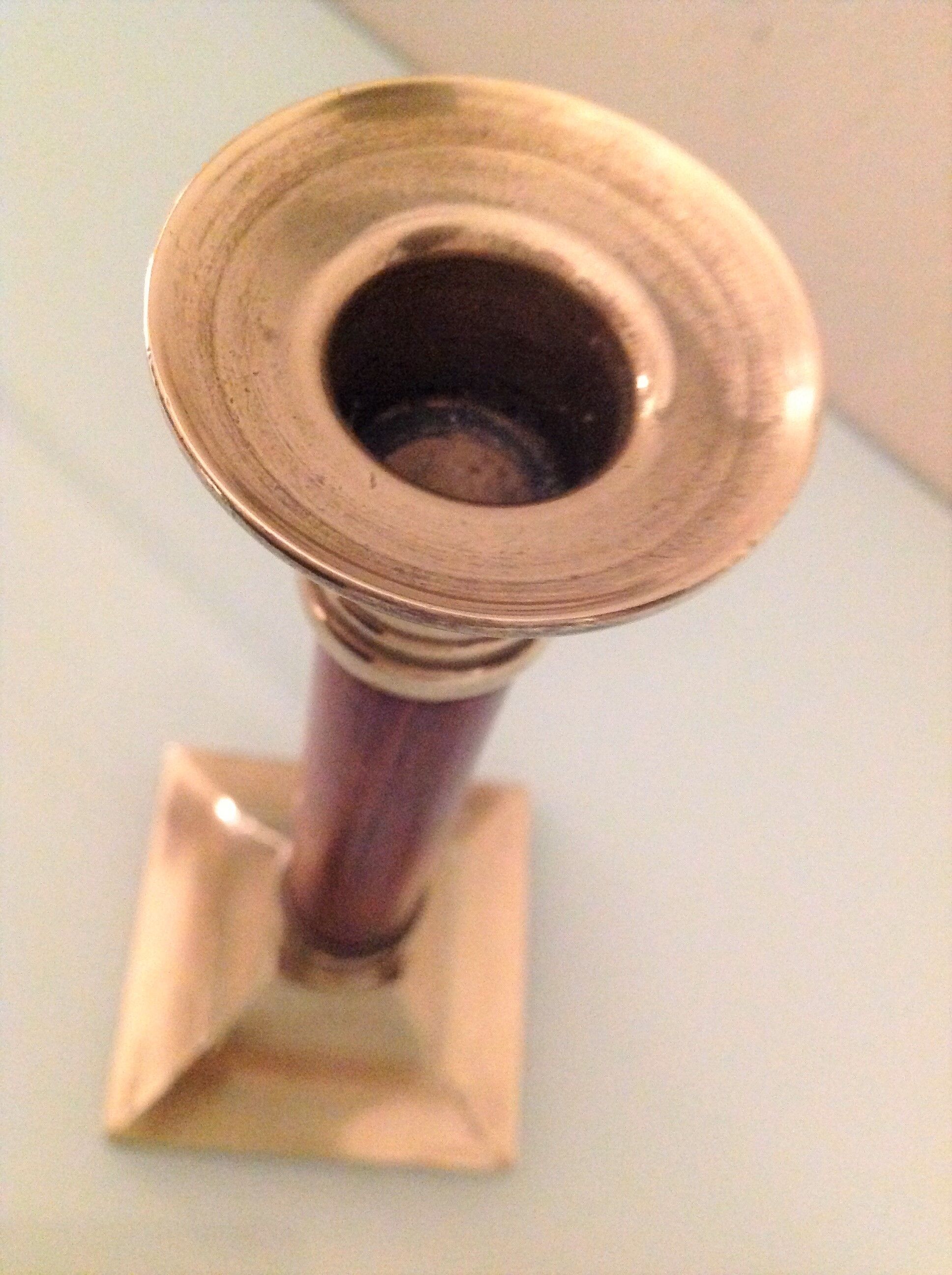 Wooden and brass candle holder art deco style