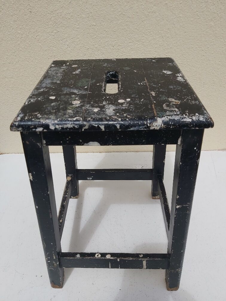 Pair stool painted wood workshop