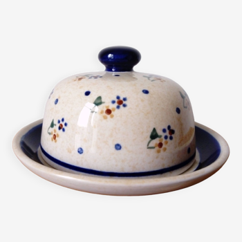 Hand-painted ceramic bell butter dish. Poland
