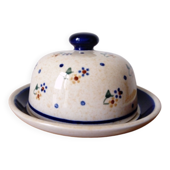 Hand-painted ceramic bell butter dish. Poland
