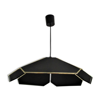 Black flower and gold hanging lamp, 80s