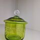 Green chiseled cut glass candy box