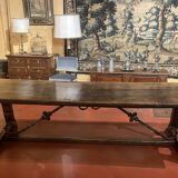 Impressive Spanish monastery table in oak, medieval style, 3m².