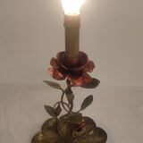 Wrought iron table lamp and gold leaf. France, 1950