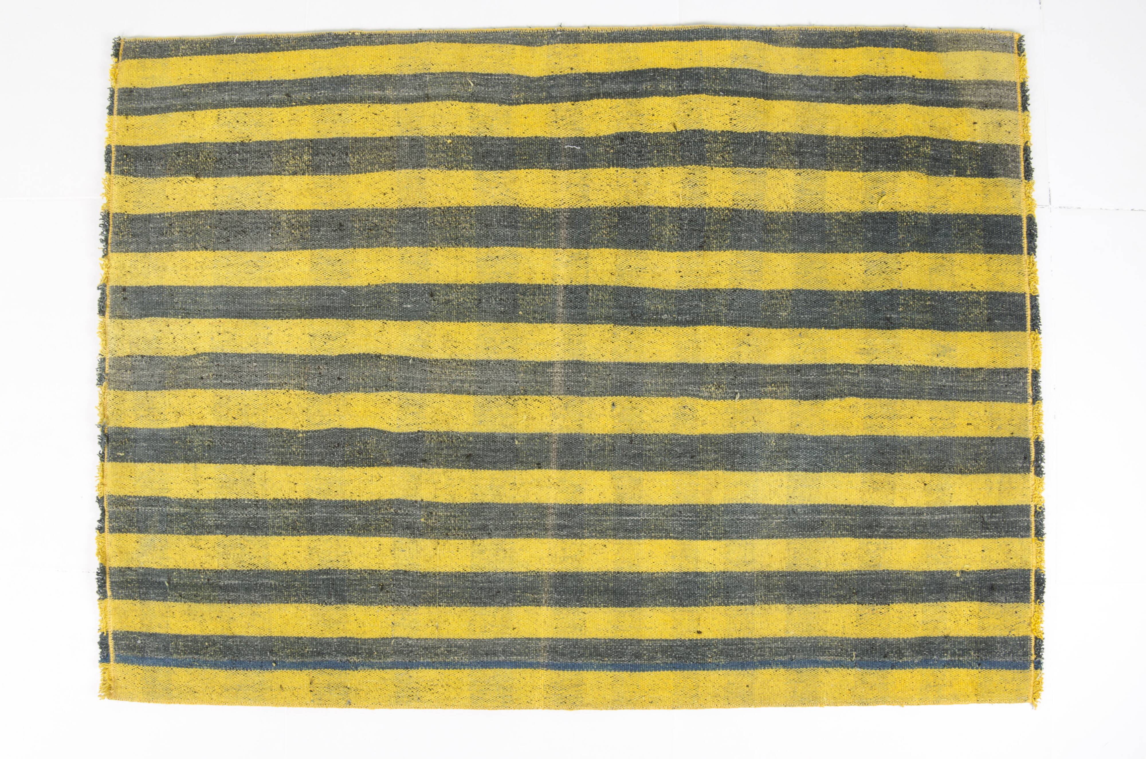 Tapis Kilim à Rayures Turques Vintage