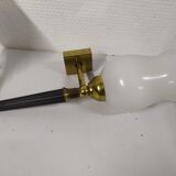 Pair of brass and white opaline wall sconces