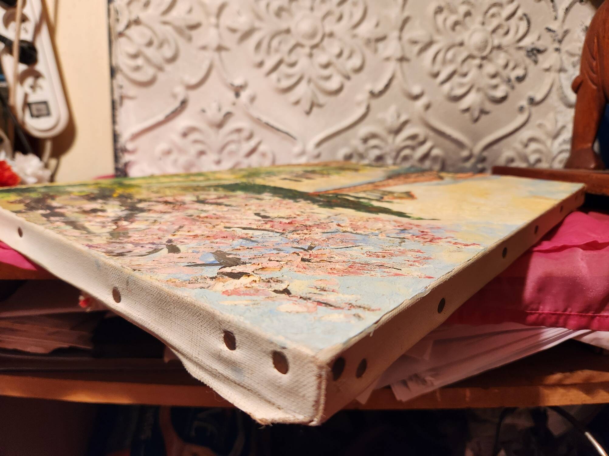 Oil painting on canvas Chapel Antonaves Hautes Alpes signed Bertrand