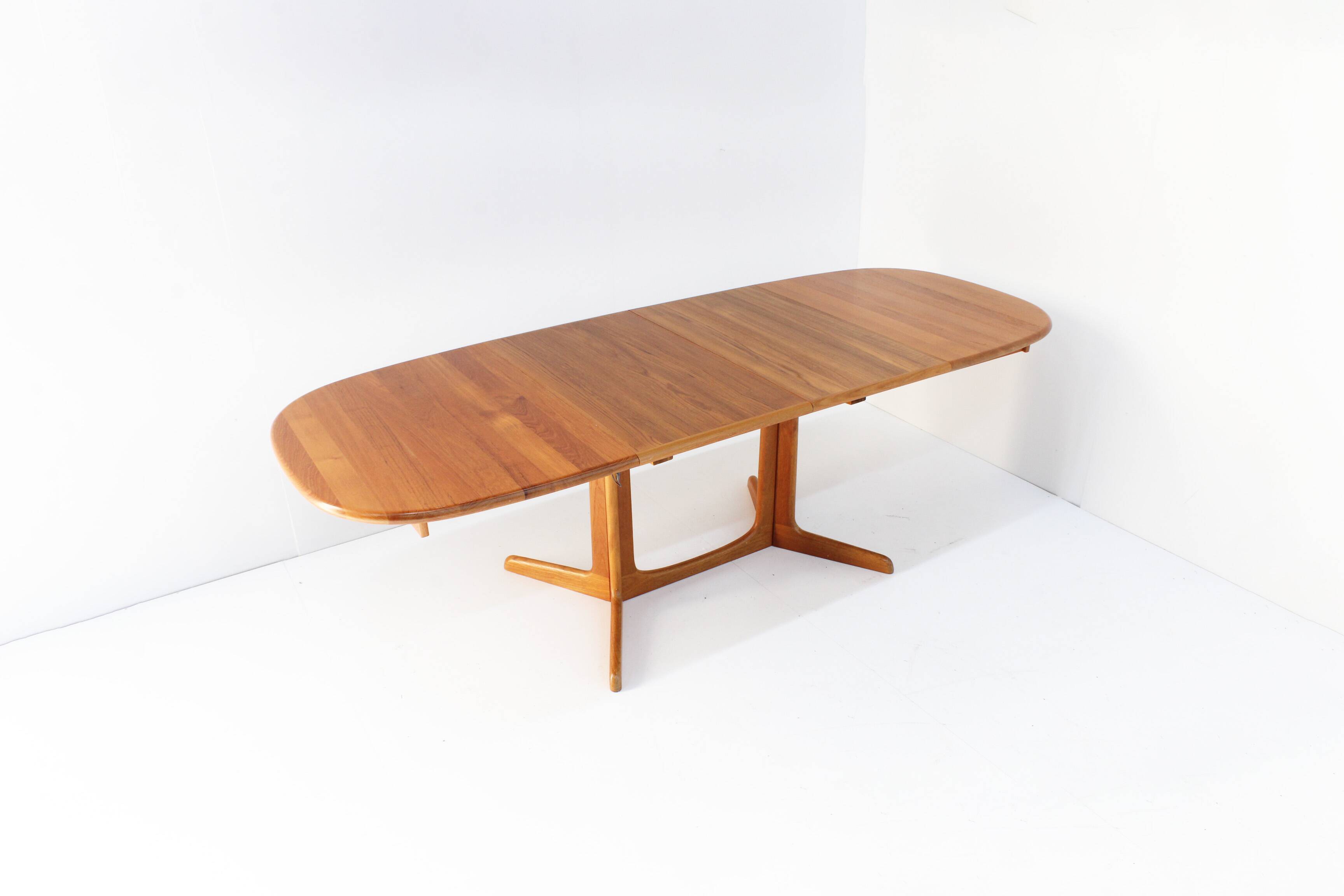 Vintage Gudme Danish oval extendable dining table solid teak 1960s