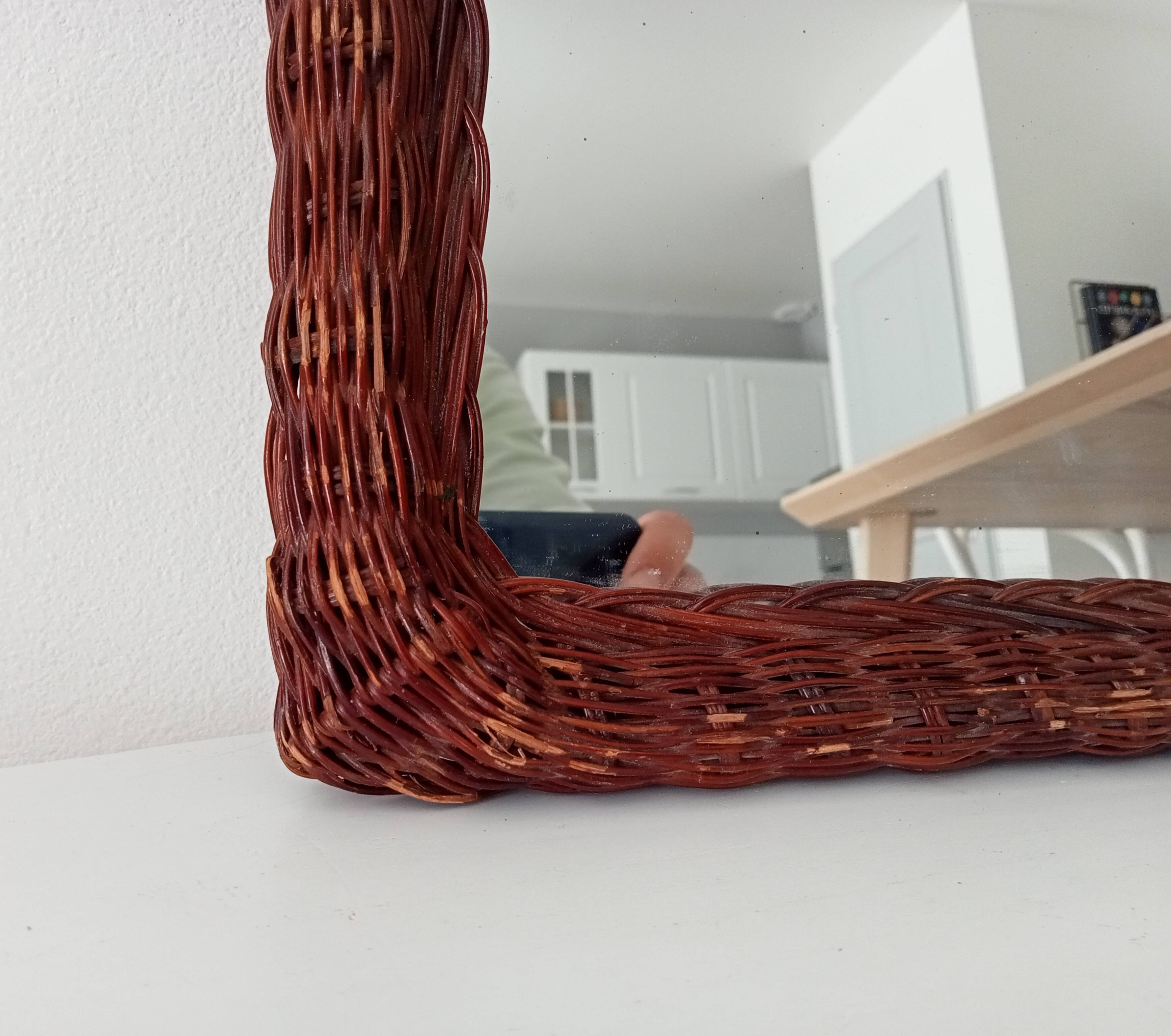 Vintage wicker mirror