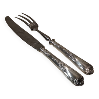 Carving service for 2 pieces, silver-plated metal, Ercuis silversmith, Louis XV style, 29