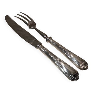 Service à découper 2 pièces en metal argenté orfèvre Ercuis Louis XV