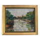 Oil on canvas "Landscape with Bridge" early 20th century