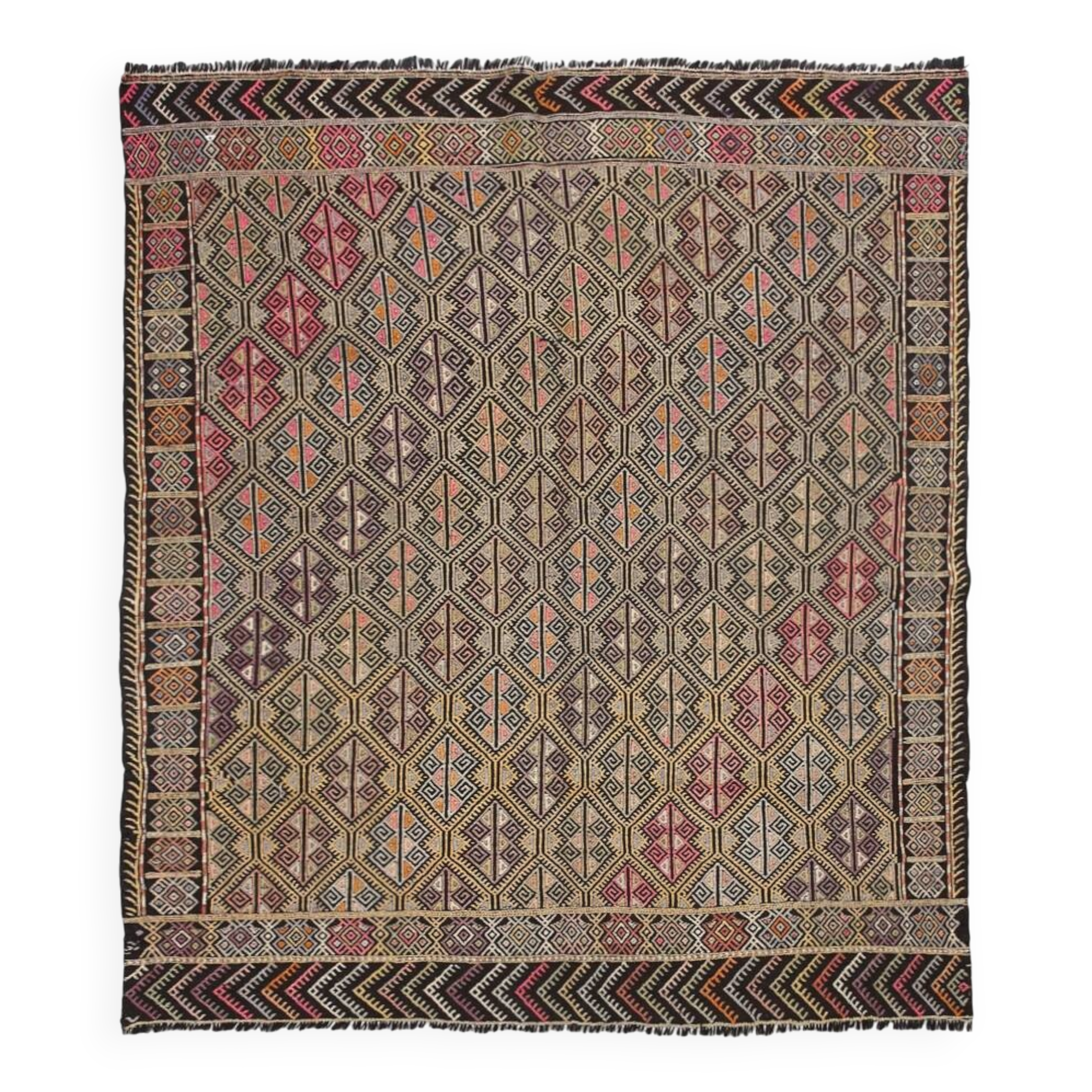 6x7 Turkish Vintage Kilim Rug, 180x207Cm