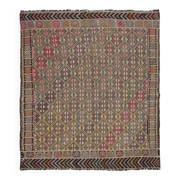 6x7 Turkish Vintage Kilim Rug, 180x207Cm