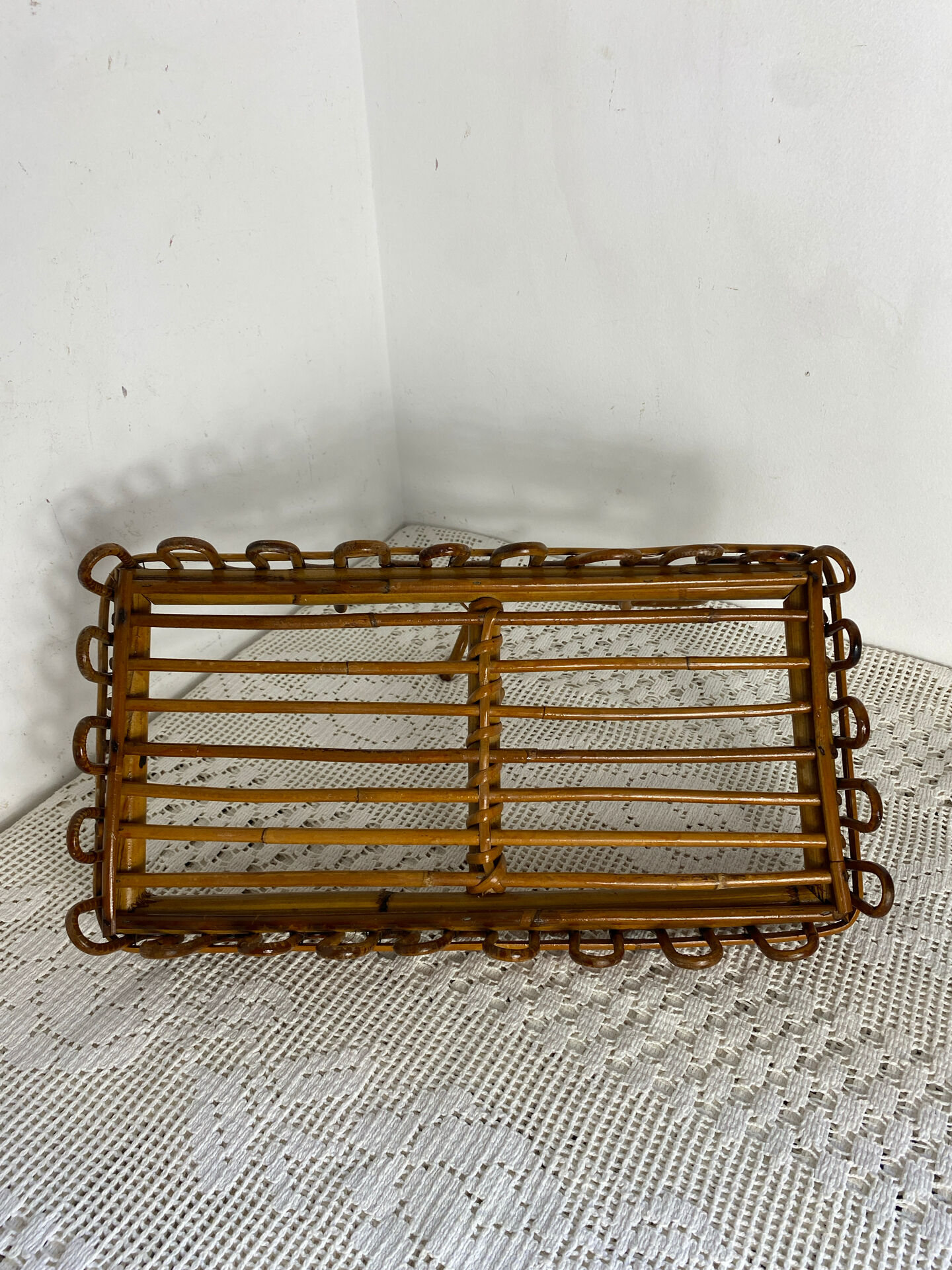 Shelf or wall console in rattan and bamboo