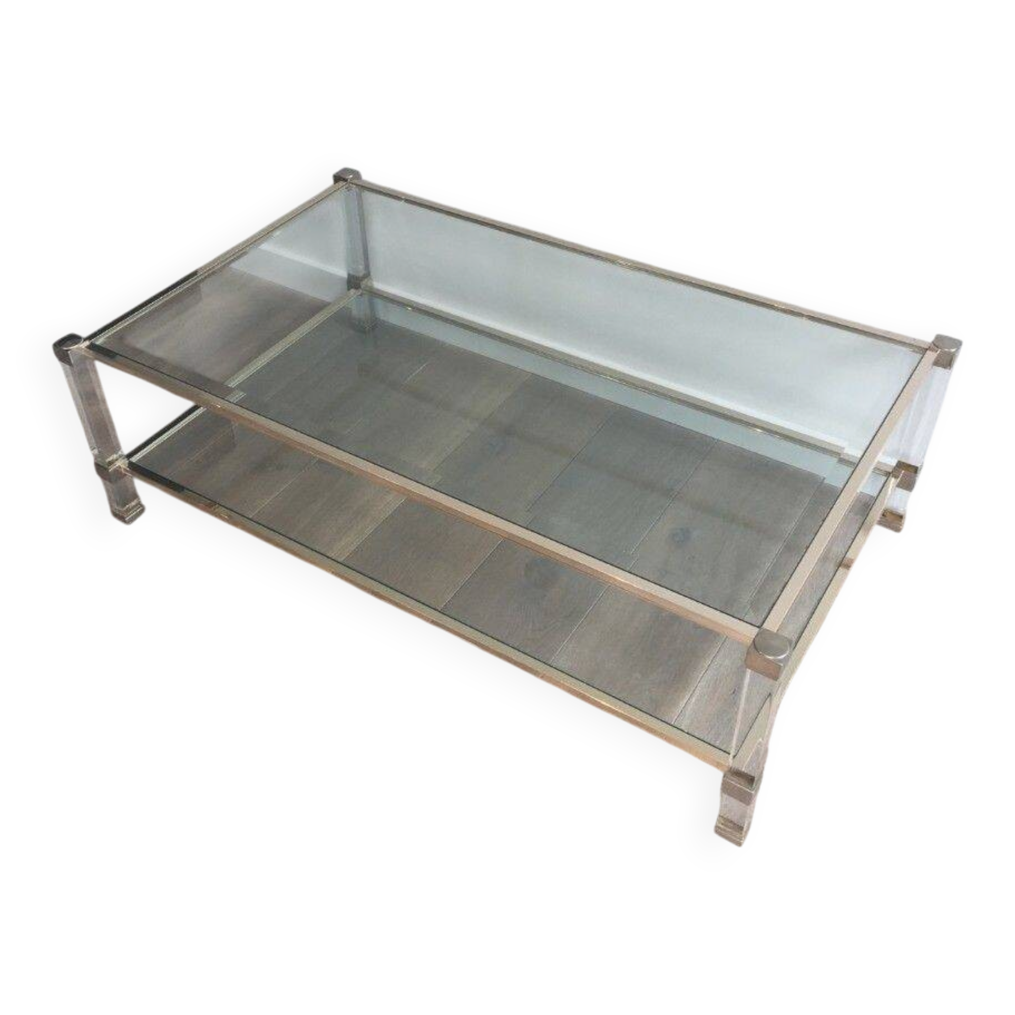 Large coffee table in plexiglass and chrome