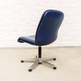 Sitag Ocean Blue Leather Executive Desk Chair. Switzerland, 1970s