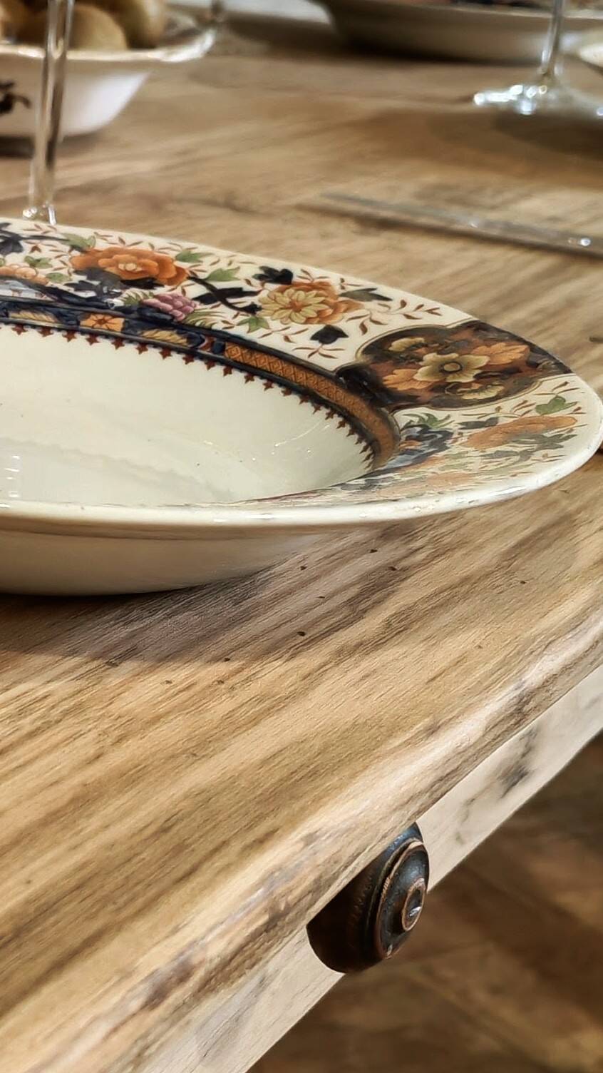 Solid oak farmhouse table "brut" 247x89, top "chocolate oak"