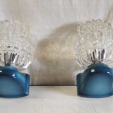Blue glass and plastic wall lights - 1970s