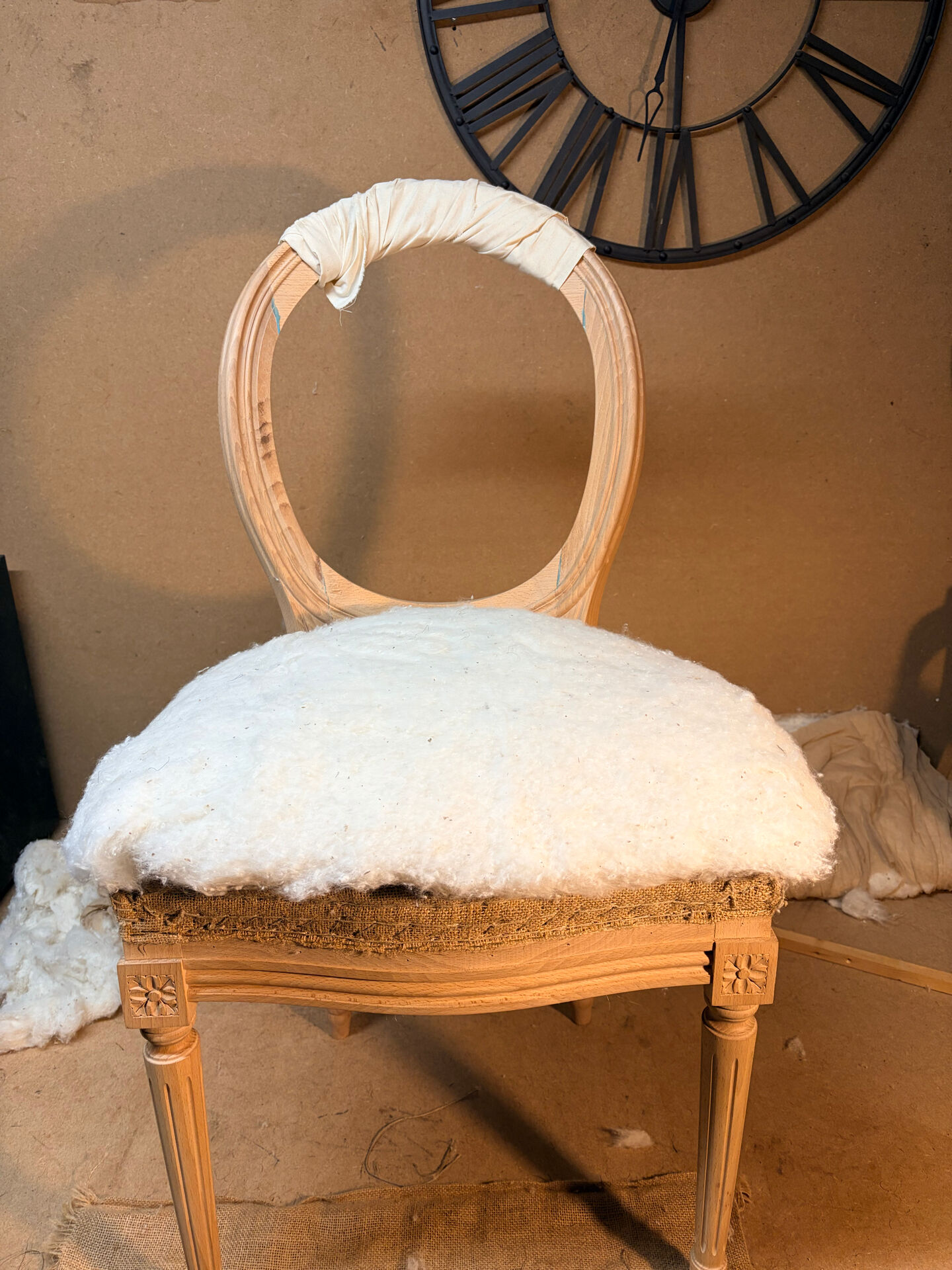 Louis XVI medallion chair, solid beech, unique traditional piece.