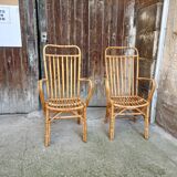 Pair of vintage rattan armchairs