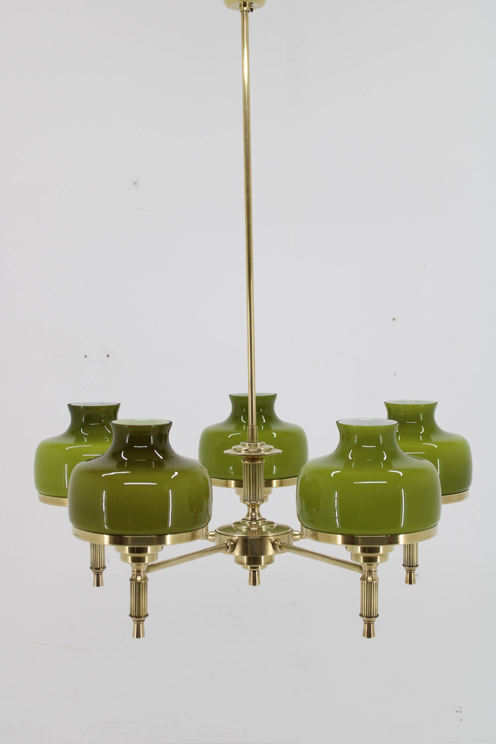 Lustre en verre et laiton des années 1980, Danemark
