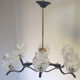 Suspension 50s/60s Arlus in brass and glass