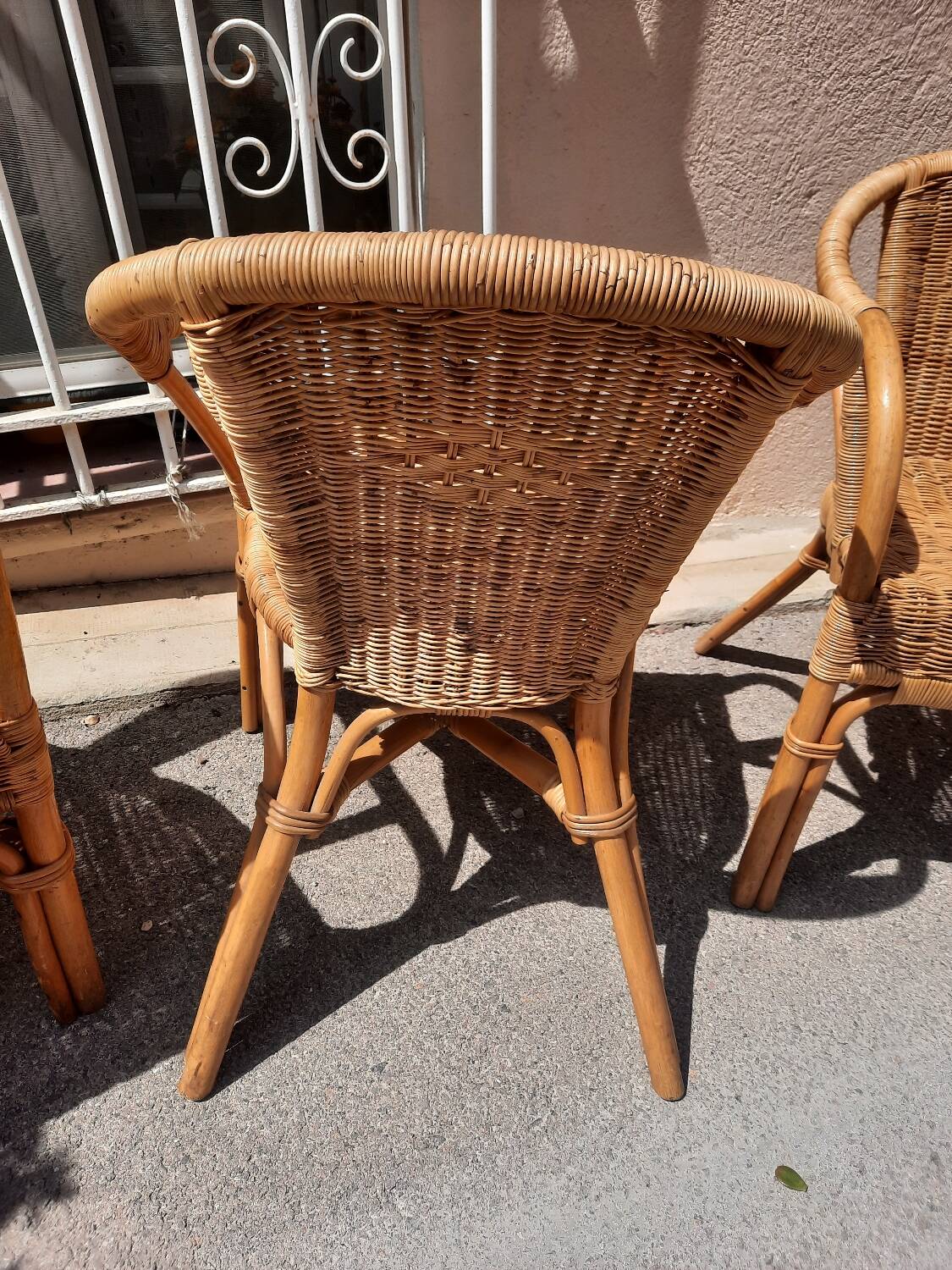 4 rattan armchairs