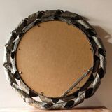 Miroir biseauté circulaire, double couronne d'inox torsadé