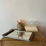 Old mirror and wood tray