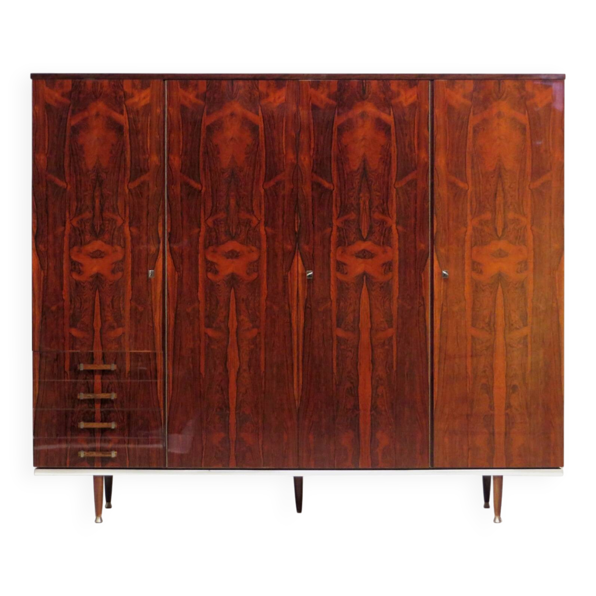 Vintage mid century modern 4-door design wardrobe in rosewood, 1960s
