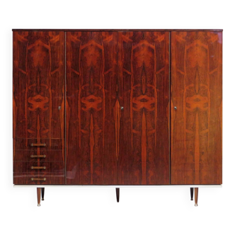 Vintage mid century modern 4-door design wardrobe in rosewood, 1960s