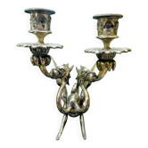 Grand chandelier en bronze argenté chimère époque Art Nouveau