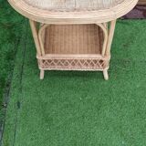Table basse en rotin et bambou vintage