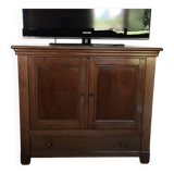 Meuble tv ou bar en merisier avec plateau pivotant